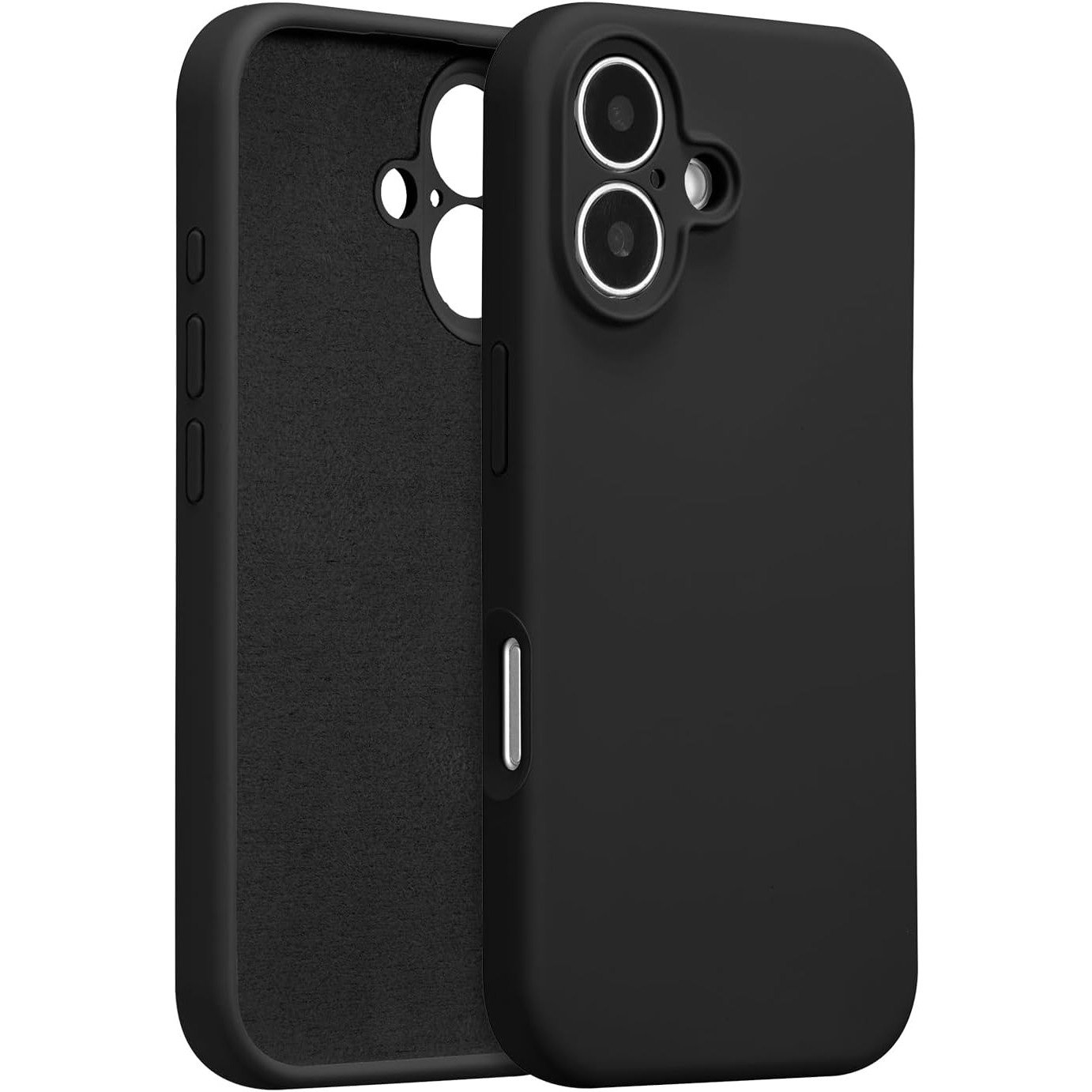 Husa De Protectie Pentru iPhone 16 Liquid Silicone Cu Microfibra Pe Interior Protectie Antisoc Compatibil Incarcare Wireless Negru