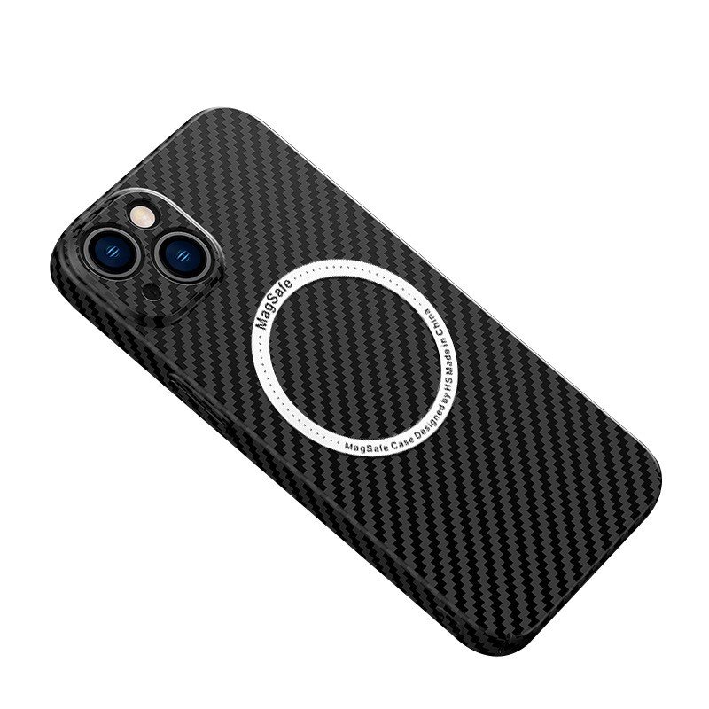 Husa De Protectie Pentru iPhone 14 Pro Max Magnetica MagSafe Carbon Fiber Protectie Antisoc Negru