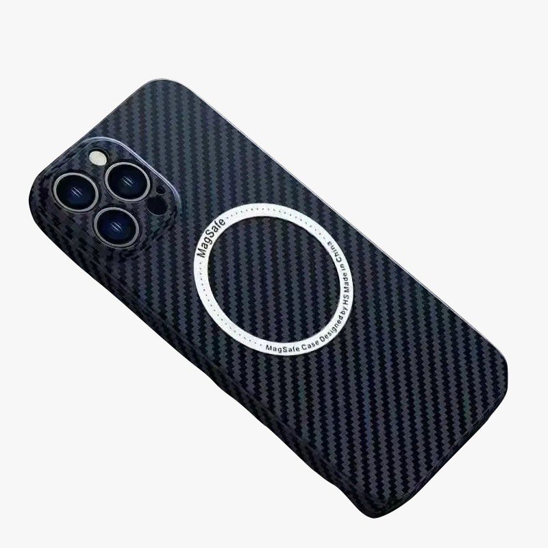 Husa De Protectie Pentru iPhone 14 Pro Max Magnetica MagSafe Carbon Fiber Protectie Antisoc Albastru
