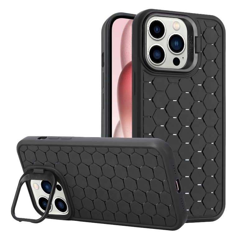 Husa De Protectie TPU Pentru Apple iPhone 15 Pro 3D Cube Cu Inel Protectie Camera Antisoc Antizgariere Antialunecare Acoperire Completa Negru