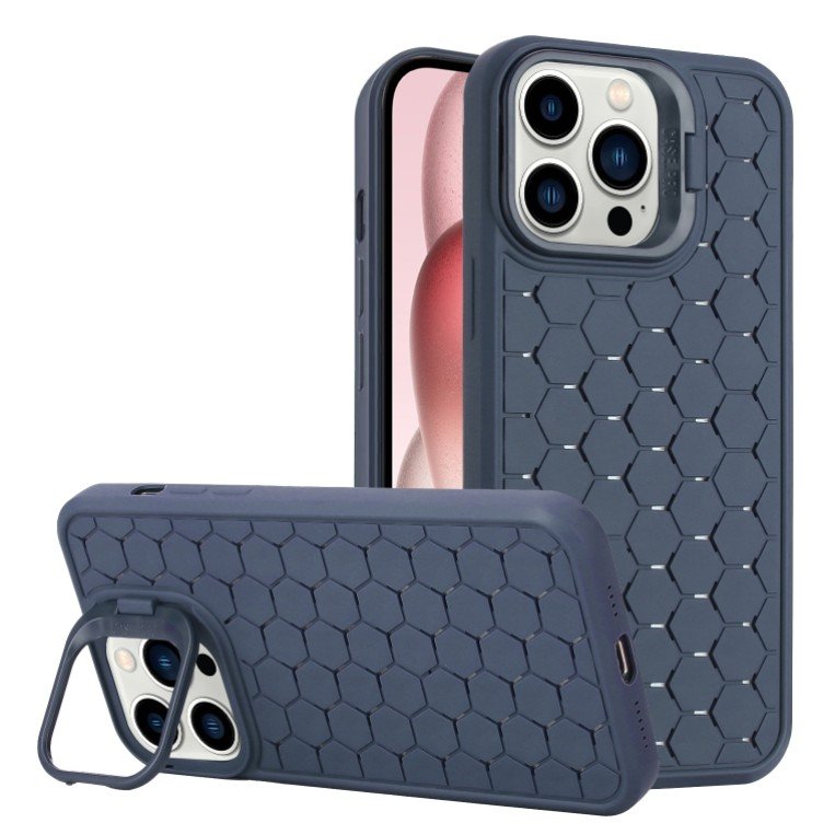 Husa De Protectie TPU Pentru Apple iPhone 15 Pro 3D Cube Cu Inel Protectie Camera Antisoc Antizgariere Antialunecare Acoperire Completa Albastru