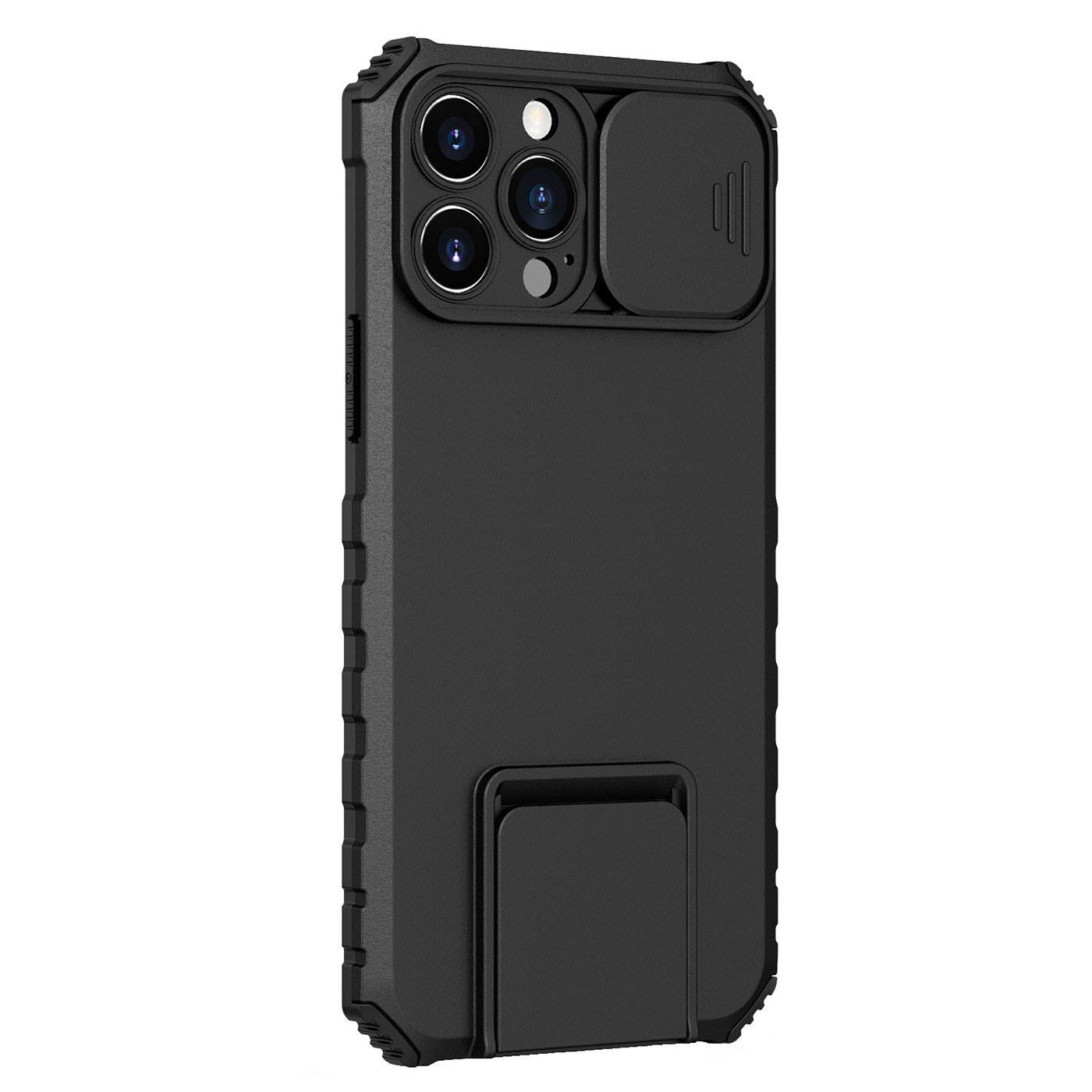 Husa Defender Cu Stand pentru iPhone 12 Pro Max Negru Suport Reglabil Antisoc Protectie Glisanta Pentru Camera