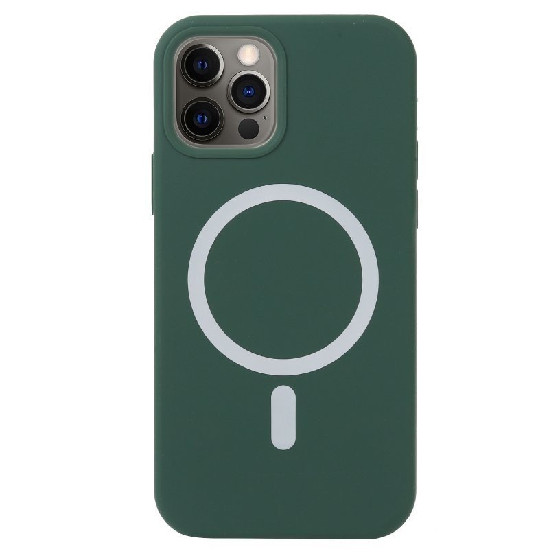 Husa MagSafe Liquid Large Hole Magnetic Shell Pentru Apple iPhone 14 Pro Max Full Cover Liquid Silicone Magnetica Incarcare Wireless Verde