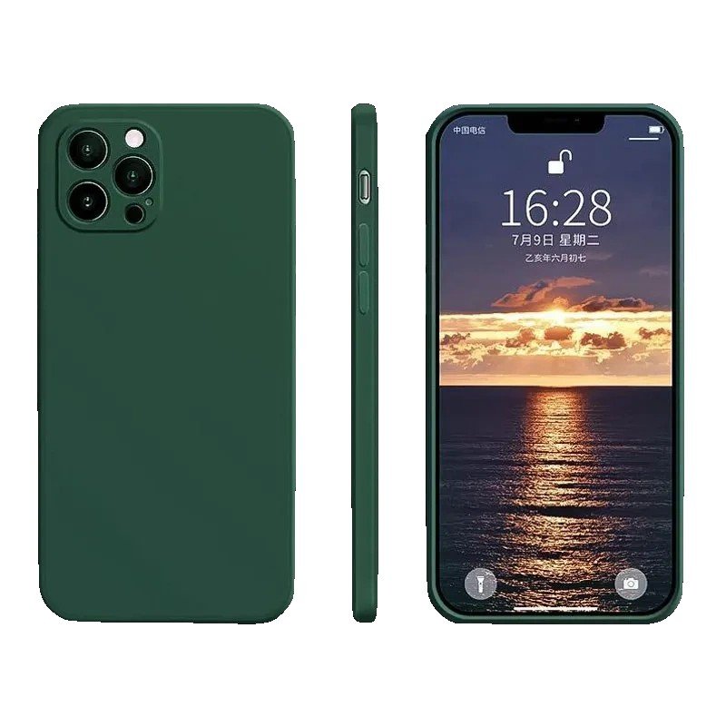 Husa Pentru Apple iPhone 14 Pro Liquid Silicone Cu Microfibra Pe Interior Protectie Antisoc Dark Green Verde Inchis