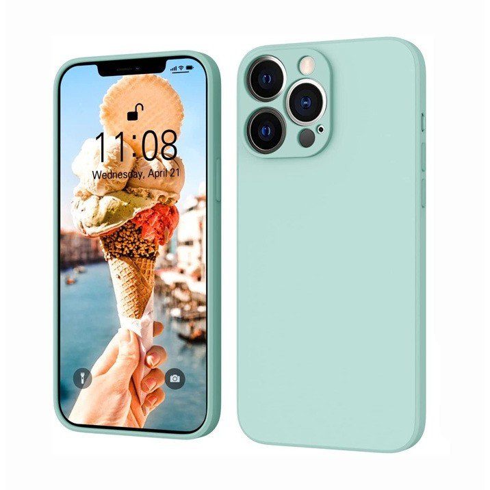Husa Pentru Apple iPhone 14 Pro Max Liquid Silicone Cu Microfibra Pe Interior Protectie Antisoc Light Cyan