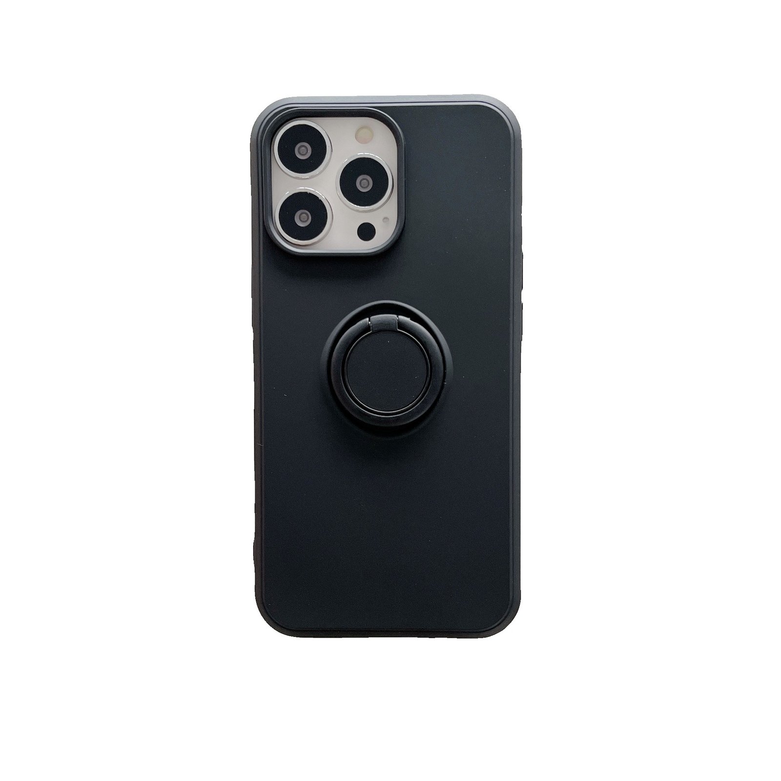 Husa Protectie Compatibila Cu Apple iPhone 13 Pro Liquid Silicone Ring Cu Suport Rotativ Negru