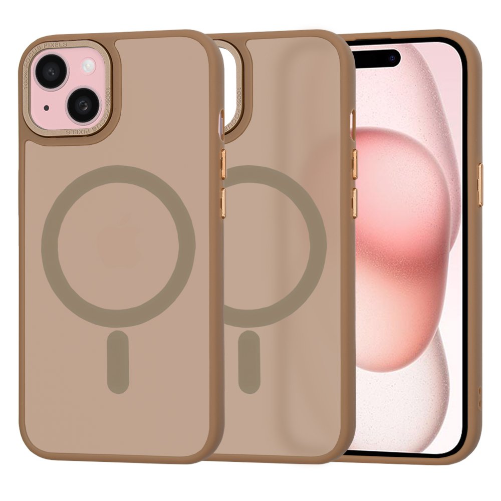 Husă iPhone 15 HaloFrost MagSafe Sandstone Brown
