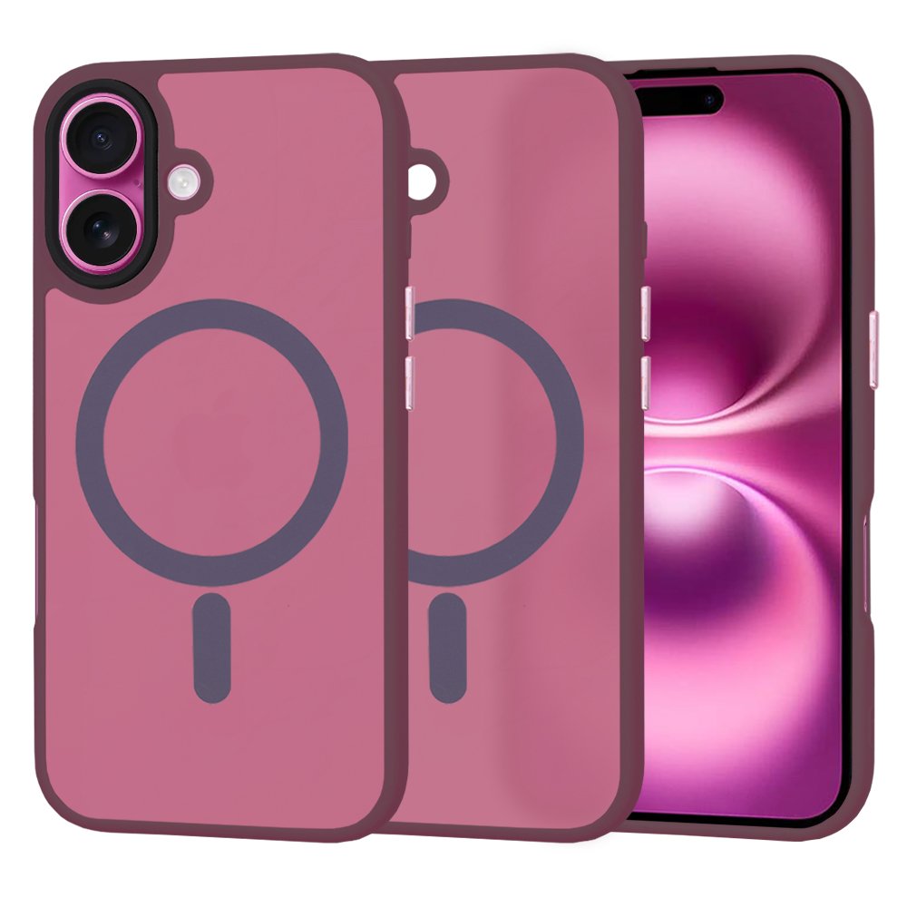 Husă iPhone 16 Plus HaloFrost MagSafe Bordeaux