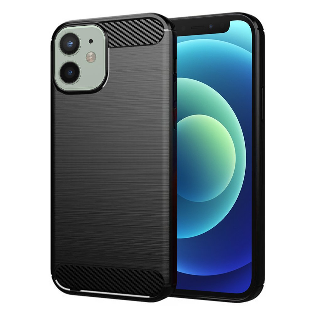 Husă Carbon Silicone iPhone 12 Pro Max Black
