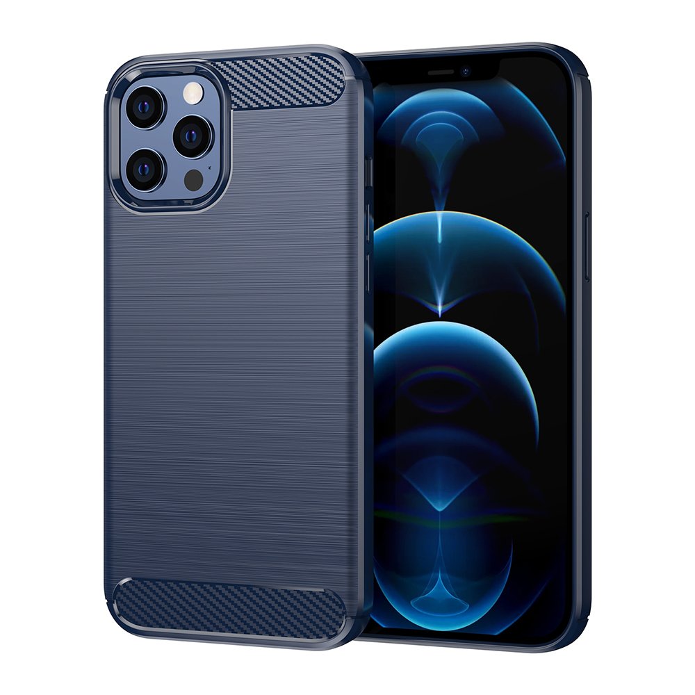 Husă Carbon Silicone iPhone 12 Pro Max Blue