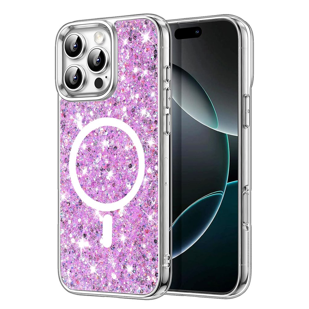 Husă Sparkly Glitter MagSafe iPhone 16 Pro Max Magenta