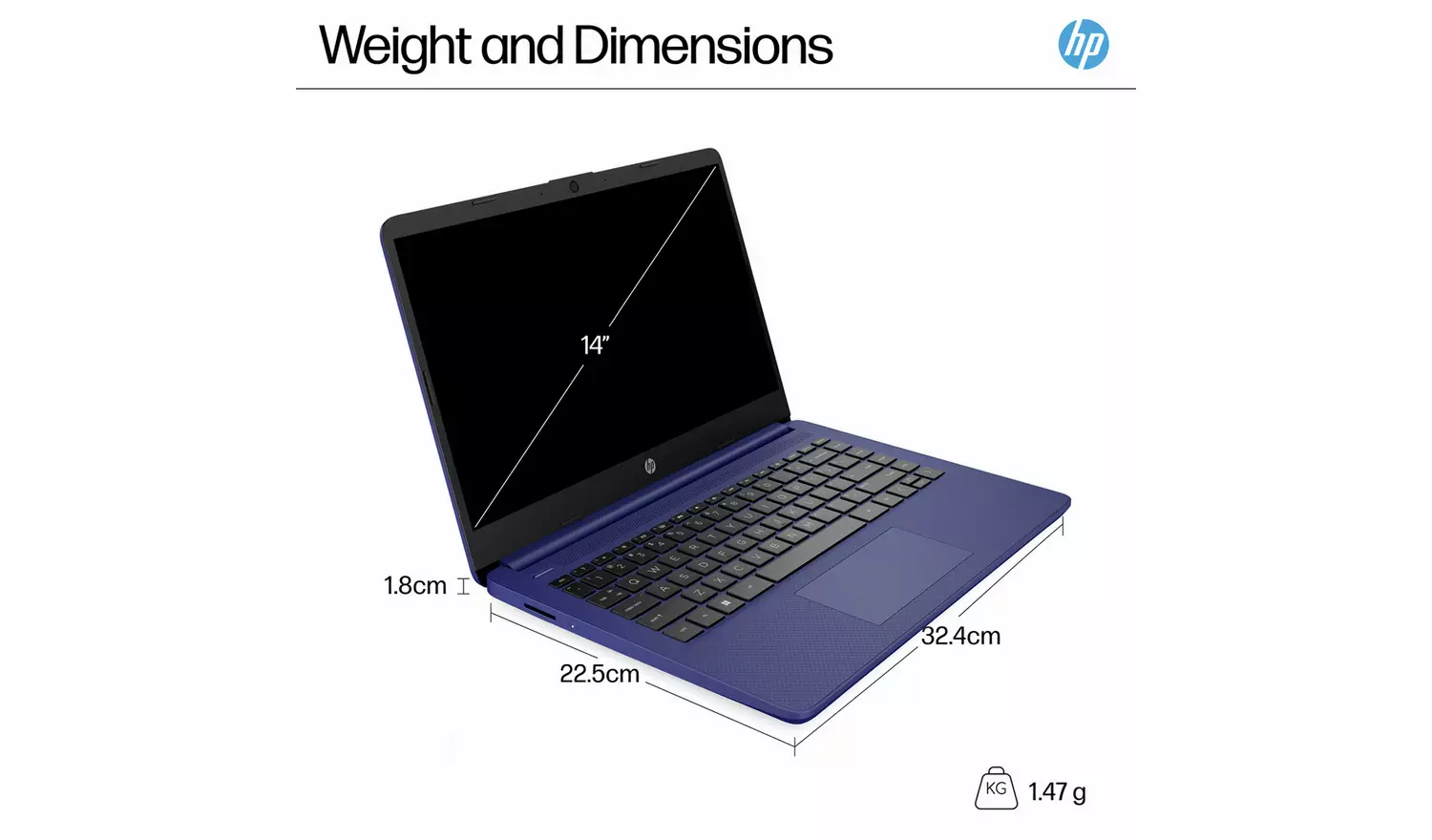 Laptop HP 14-dq6001na 14 Inch Intel N150 4GB 128GB Laptop - Blue