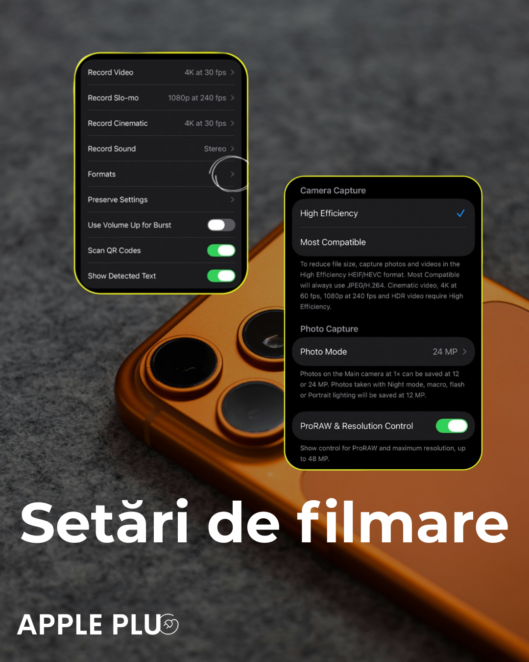 Formate Camera iPhone - Înaltă eficiență