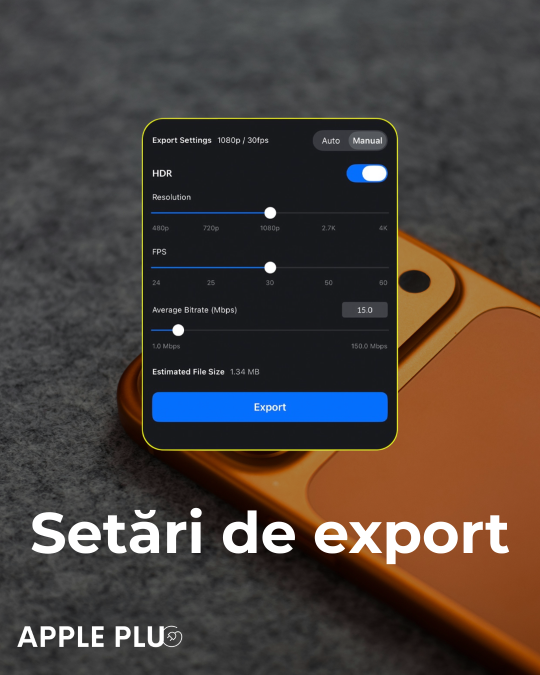 Setări de export 1080p